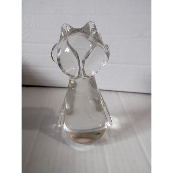 5 1/2" Clear Glass Owl Paperweight Figurine - Picture 4 of 6